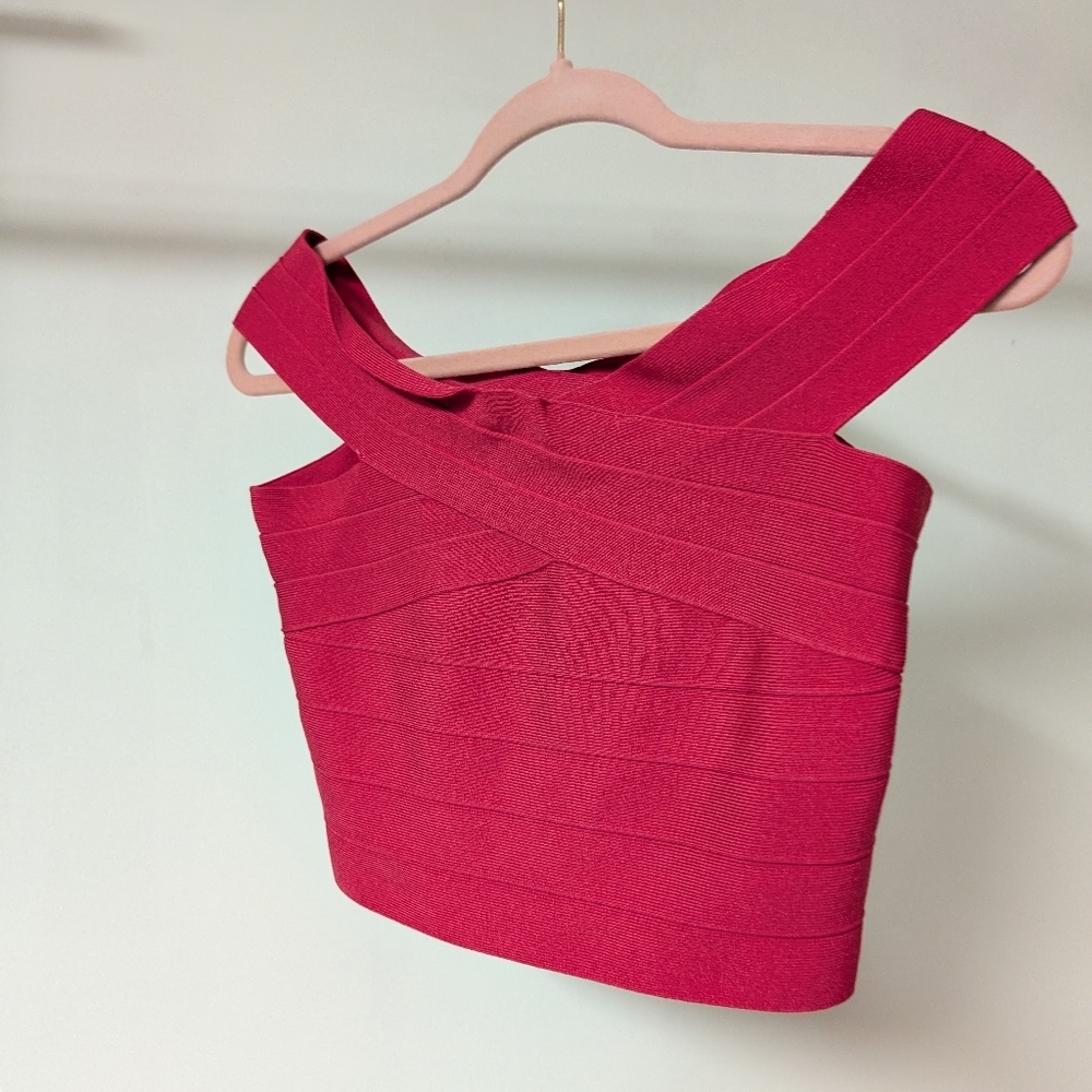 Guess - VINTAGE Raspberry Red Bandage Crop Top - Picture 4 of 5
